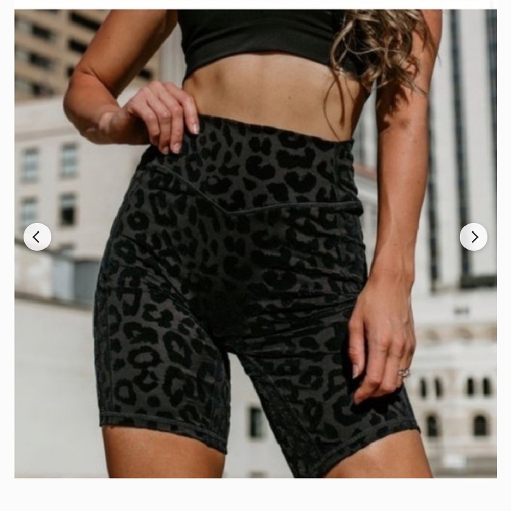 Balance High-Waist Black Leopard Print Bike Shorts